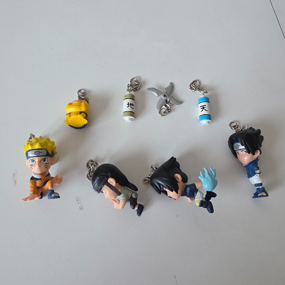 Naruto PVC Keychain Lot (8x Keychains) Neji Hyuga, Sasuke Uchiha